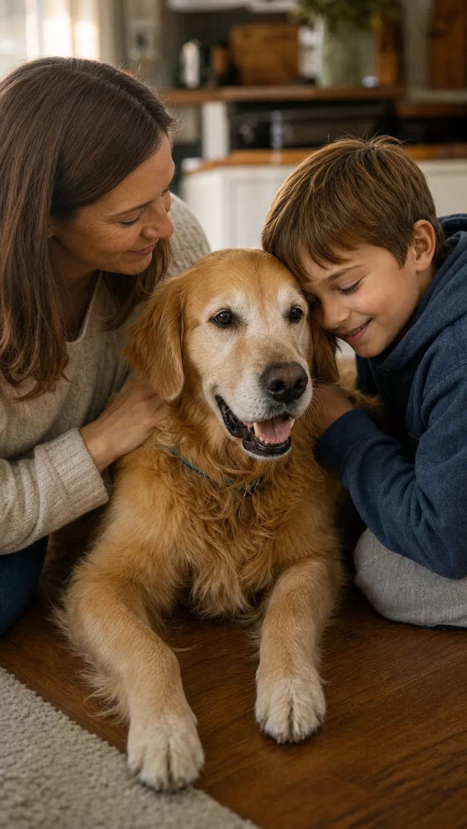 A warm family memorial scene for choosing pet memorial songs